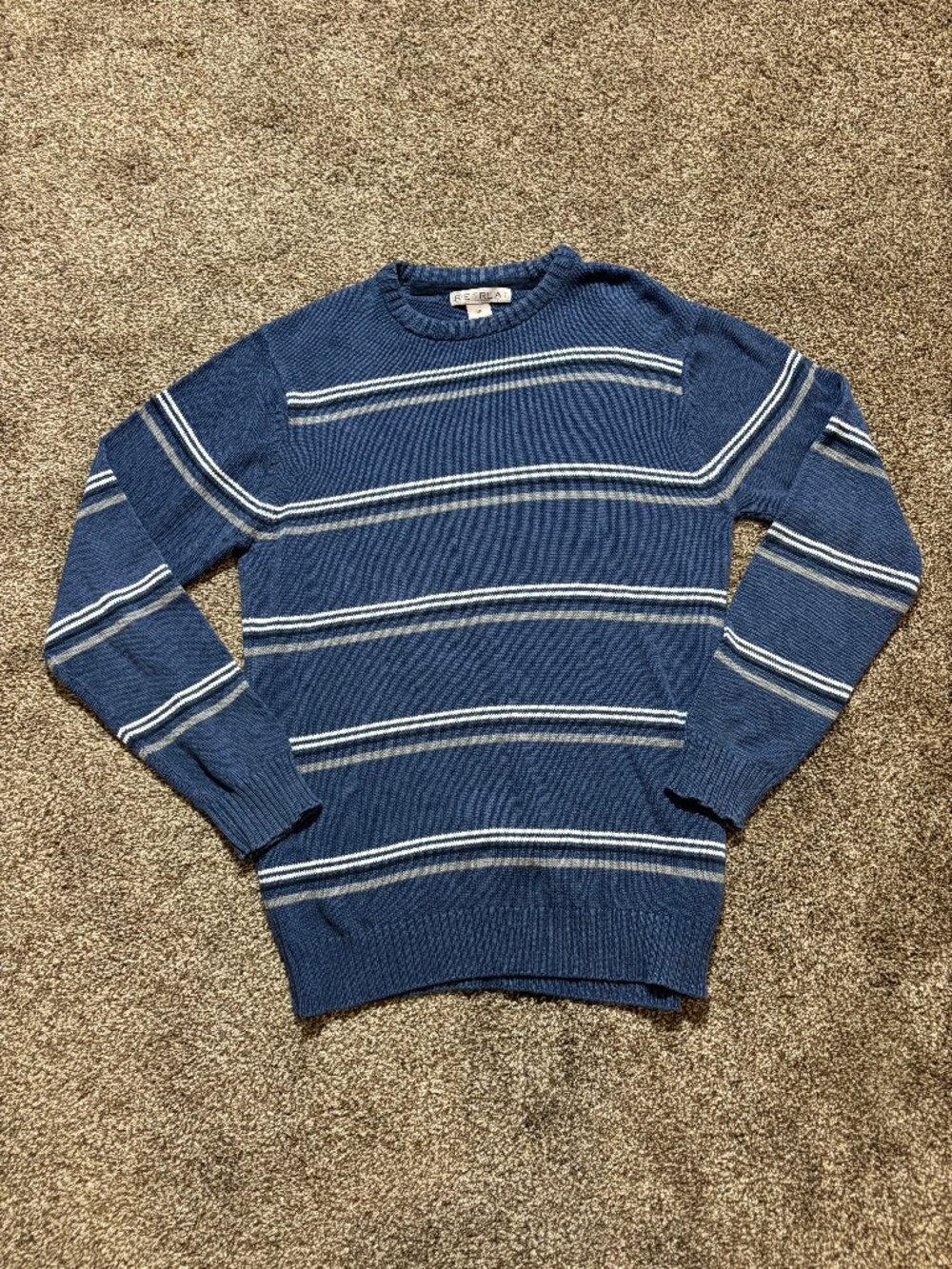 Retreat Striped Knit Sweater in Navy Blue - Size S